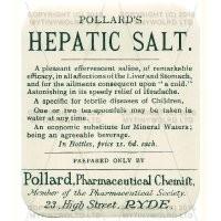 Pollards Hepatic Salt Miniature Apothecary Label