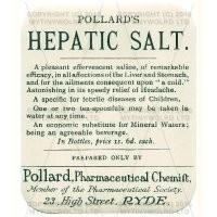 Pollards Hepatic Salt Miniature Apothecary Label