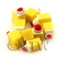 Dolls House Miniature Lemon Square Topped With Cream And A Cherry