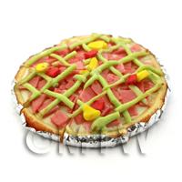 Dolls House Miniature Sliced Ham And Pineapple Pizza