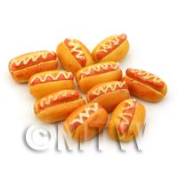 Dolls House Miniature Hot Dog In A Bun With Mustard Swirl