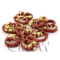 Dolls House Miniature Large Nut Topped Chocolate Pretzel 