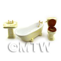 Dolls House Miniature Yellow Bathroom Suite