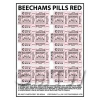 Dolls House Miniature sheet of 8 Pink Victorian Beechams Pills Box