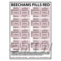 Dolls House Miniature sheet of 8 Pink Victorian Beechams Pills Box