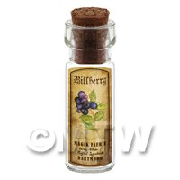 1/12th scale - Dolls House Apothecary Billberry Herb Short Colour Label And Bottle