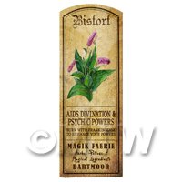 Dolls House Herbalist/Apothecary Bistort Herb Long Colour Label