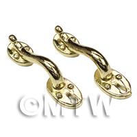 2x Dolls House Miniature Brass Door Pulls With keyholes