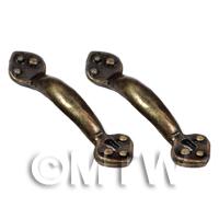2x DHM 1:12th Scale Tudor Style Antique Brass Handles
