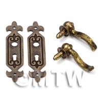 DHM Antique Brass Lever Door Handle And Plate
