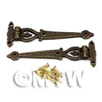 2x DHM Hammered Antique Brass Long Hinges