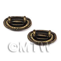 2x DHM Plain Oval Antique Brass Drawer Handles