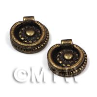 2x DHM Round Antique Brass Drawer Handles