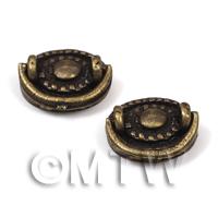 2x DHM Patterned Oval Antique Brass Drawer Handles