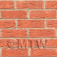 Pack of 5 Dolls House Miniature New Light Red Textured Brick Pattern Cladding
