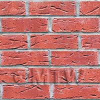 Pack of 5 Dolls House Miniature Dark Red Textured Brick Pattern Cladding