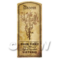 Dolls House Herbalist/Apothecary Broom Herb Short Sepia Label
