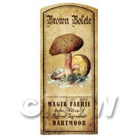 Dolls House Miniature Apothecary Brown Bolete Fungi Colour Label