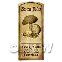 Dolls House Miniature Apothecary Brown Bolete Fungi Label