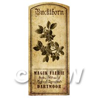 Dolls House Herbalist/Apothecary Buckthorn Herb Short Sepia Label