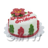 Dolls House Miniature Christmas Cake With Poinsettia