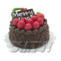 Dolls House Miniature Christmas Cake With Strawberries