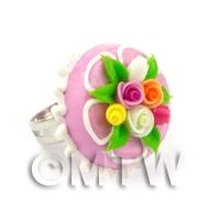 Miniature Handmade Adjustable Pink Cake Ring 