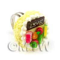 Dolls House Handmade Adjustable Yellow Cake Ring 