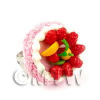 Dolls House Handmade Adjustable Pink Strawberry Cake Ring
