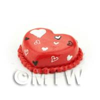 Dolls House Miniature Red Iced Heart Cake