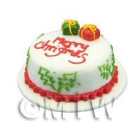 Dolls House Miniature Christmas Cake With Parcels