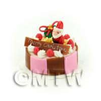 Miniature Pink and Brown Father Christmas Topped Cake
