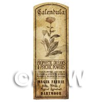 Dolls House Herbalist/Apothecary Celendula Plant Herb Long Sepia Label