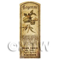 Dolls House Herbalist/Apothecary Cayenne Plant Herb Long Sepia Label