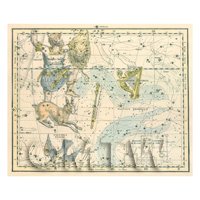 Dolls House Miniature 1800s Star Map With Orion, Lepus And Septrum