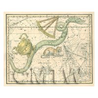 Dolls House Miniature 1800s Star Map With Hydra, Crater And Sextans