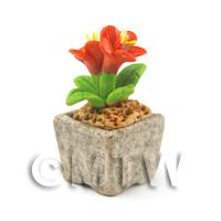 Miniature Handmade Dark Orange Coloured Ceramic Flower (CFDO1)