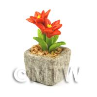 Miniature Handmade Dark Orange Coloured Ceramic Flower (CFDO4)
