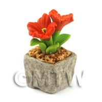 Miniature Handmade Dark Orange Coloured Ceramic Flower (CFDO14)