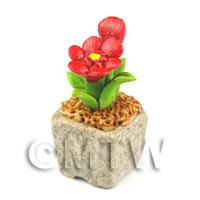 Miniature Handmade Red Coloured Ceramic Flower (CFR11)