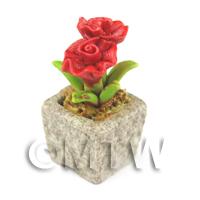 Miniature Handmade Red Coloured Ceramic Flower (CFR1)
