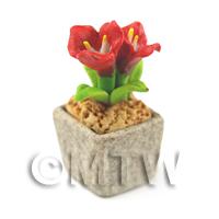 Miniature Handmade Red Coloured Ceramic Flower (CFR12)