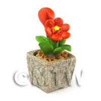 Miniature Handmade Dark Orange Coloured Ceramic Flower (CFDO5)