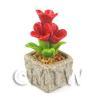Miniature Handmade Red Coloured Ceramic Flower (CFR13)