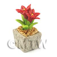 Miniature Handmade Red Coloured Ceramic Flower (CFR8)