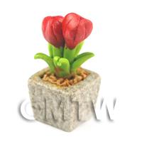Miniature Handmade Red Coloured Ceramic Flower (CFR3)