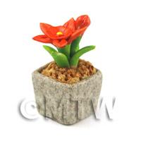 Miniature Handmade Dark Orange Coloured Ceramic Flower (CFDO10)