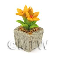 Miniature Handmade Dark Yellow Ceramic Flower (CFDY8)