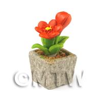 Miniature Handmade Dark Orange Coloured Ceramic Flower (CFDO13)