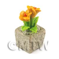 Miniature Handmade Dark Yellow Ceramic Flower (CFDY9)